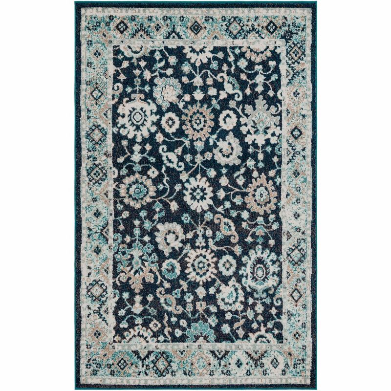 Unique Loom Penrose Collection Area Rug - Krystle (5' 3" x 8' Rectangle Navy Blue/Beige)