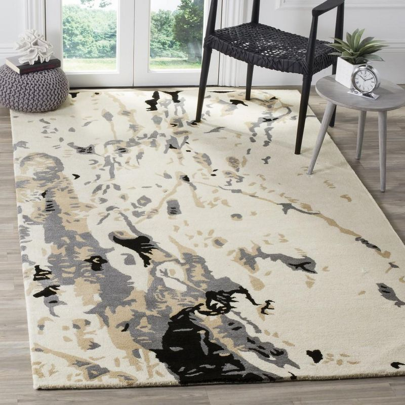 Bella BEL117 Hand Tufted Area Rug - Ivory/Grey - 5'x8' - Safavieh.