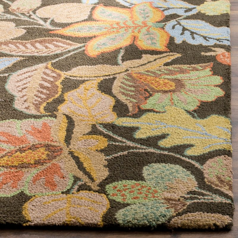 Blossom BLM863 Hand Hooked Accent Rug - Black/Multi - 2'6"x4' - Safavieh.
