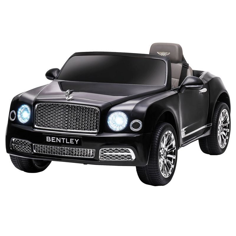 Aosom Bentley 12V Ride on Car with Remote Control, Battery Powered Car with Sound, LED Lights, MP3, Horn, Music, 2 Motors, for 37-72 Months, Black