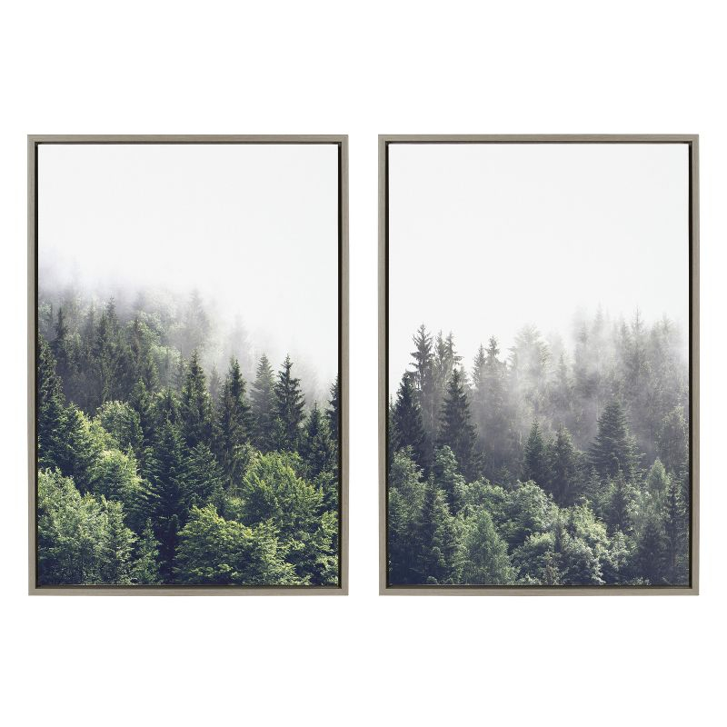 (Set of 2) 23" x 33" Sylvie Foggy Day Framed Canvas Set by Creative Bunch - Kate & Laurel All Things Decor: Inspirational Landscape Art