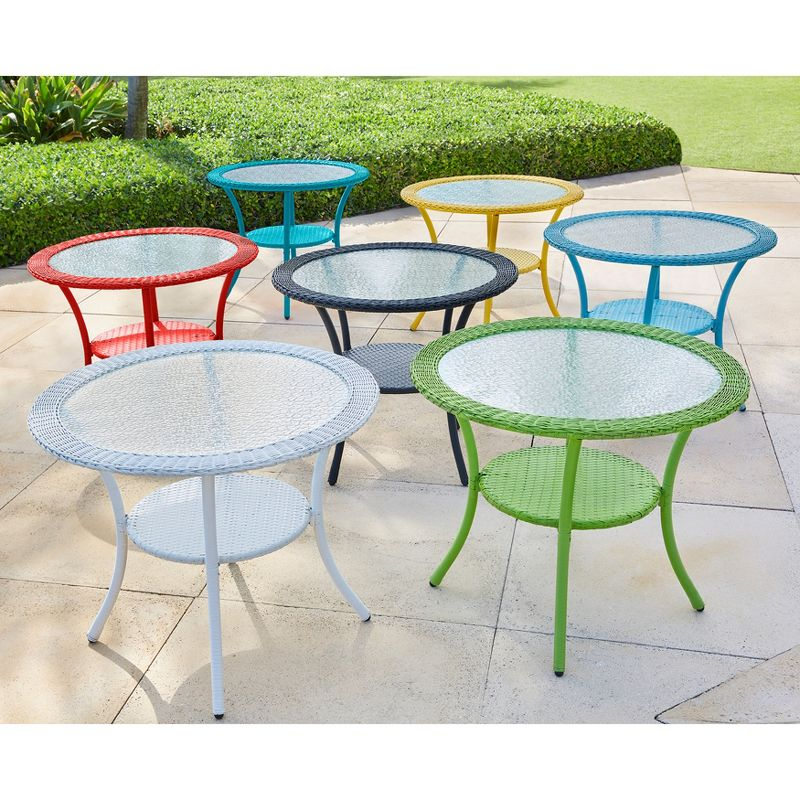BrylaneHome Roma All-Weather Resin Wicker Bistro Table - White