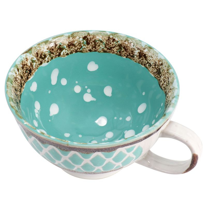 Meritage Otis 6 Piece 27 Ounce Stoneware Soup Bowl with Handle Set in Turquoise
