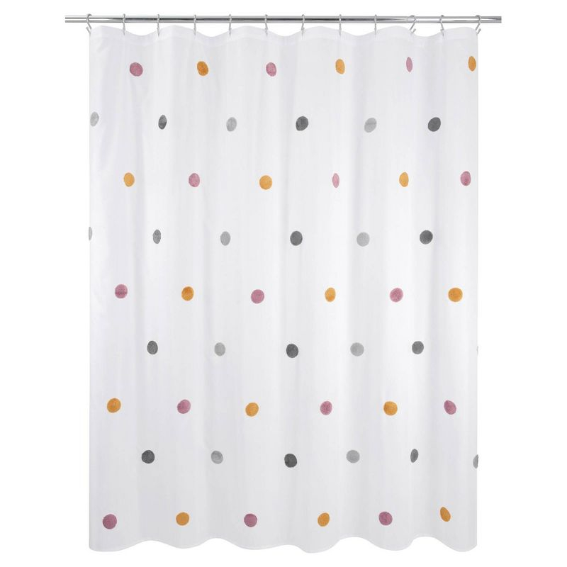 Allure Home Creations Dots Shower Curtain: Polyester Bath Curtain, Microfiber, Buttonhole Top