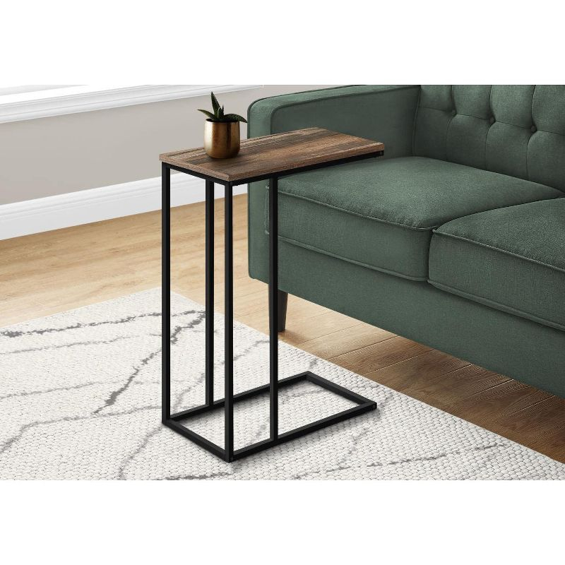 Monarch Specialties Accent Table, C-shaped, End, Side, Snack, Living Room, Bedroom, Brown Laminate, Black Metal, Contemporary, Modern