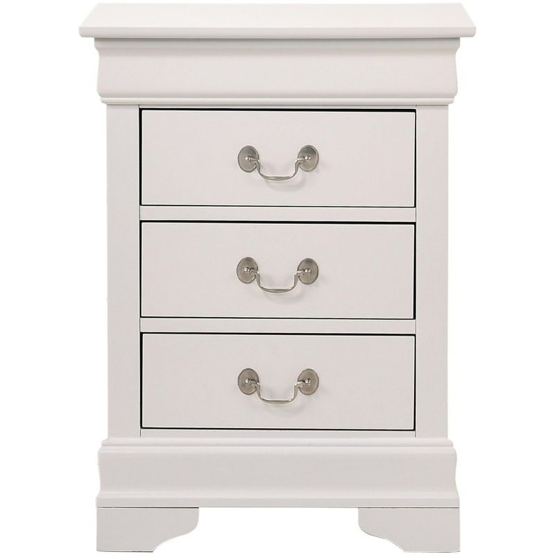 Passion Furniture Louis Philippe 3-Drawer White Nightstand (29 in. H x 21 in. W x 16 in. D)