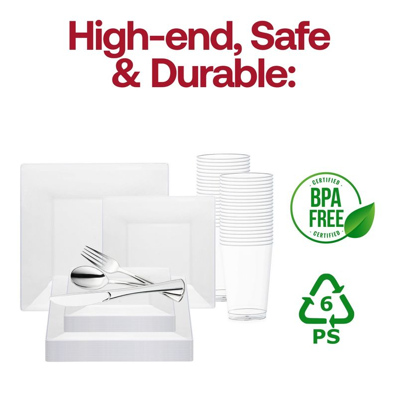 Smarty Had A Party Clear Square Plastic Wedding Set - 120 Sets