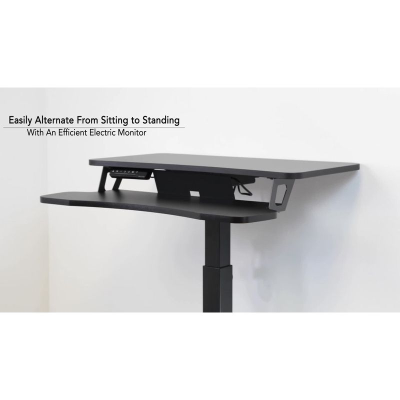 Mount-It! Electric Mobile Adjustable Standing Workstation with Wheels | Rolling Sit Stand Workstation with Programmable Height Adjustment Controller