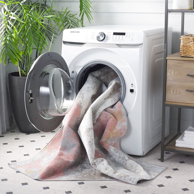 Bayside BAY128 Machine Washable Power Loomed Indoor Runner Rug - Ivory/Grey Pink - 2'2"x8' - Safavieh