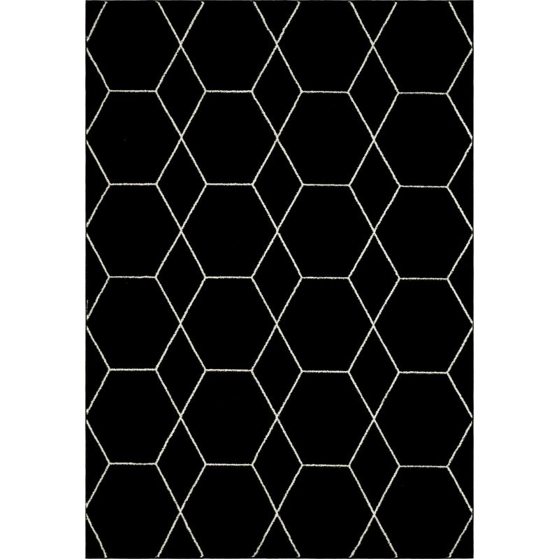 Unique Loom 7' 0 x 10' 0 Trellis Frieze Geometric Black Area Rug