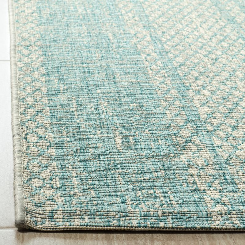 Courtyard CY8736 Power Loomed Indoor and Outdoor Area Rug - Light Grey/Aqua - 6'7"x6'7" - Safavieh