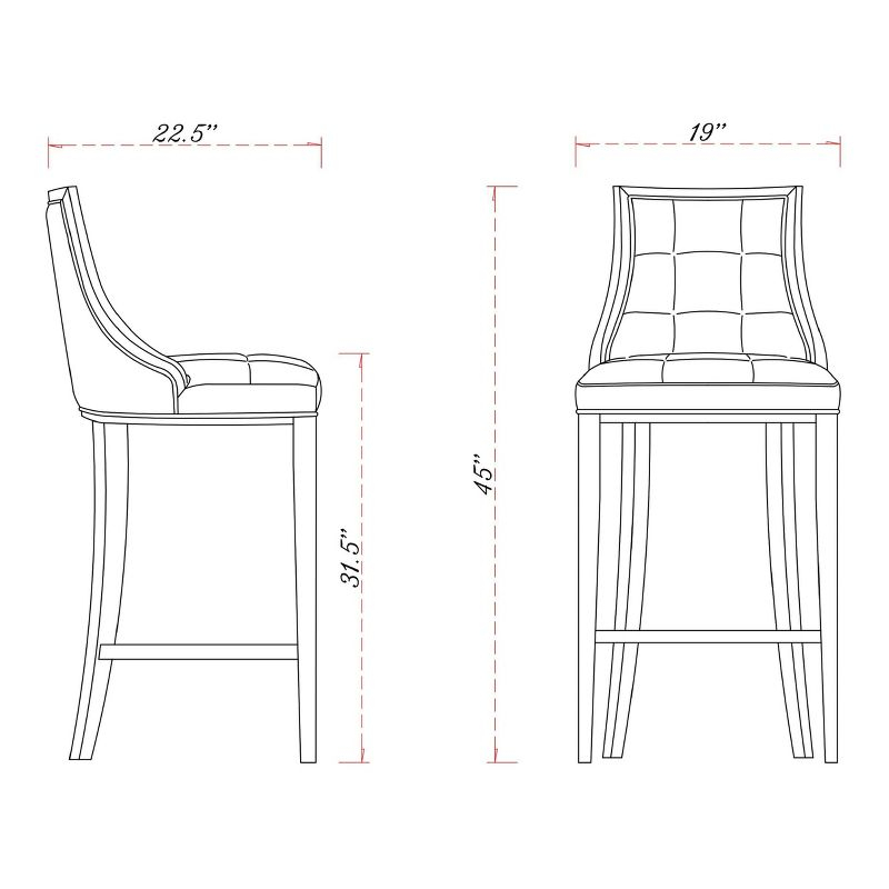 Set of 3 Fifth Avenue 31.5" Beech Wood Barstools with Footrest - Manhattan Comfort