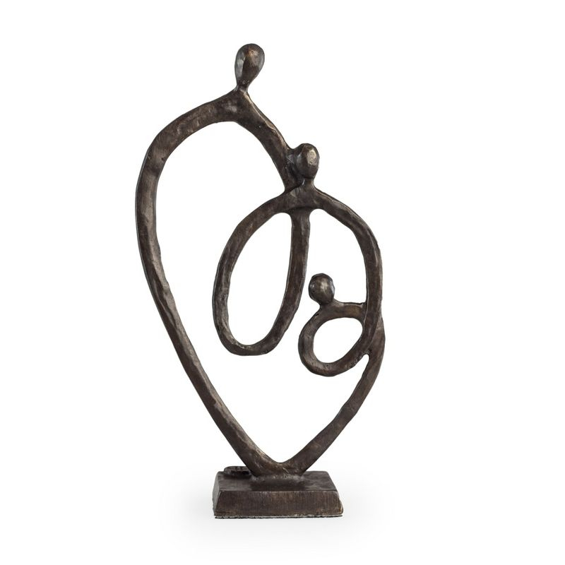 Danya B Family of 3 Heart Ring of Love Bronze Sculpture