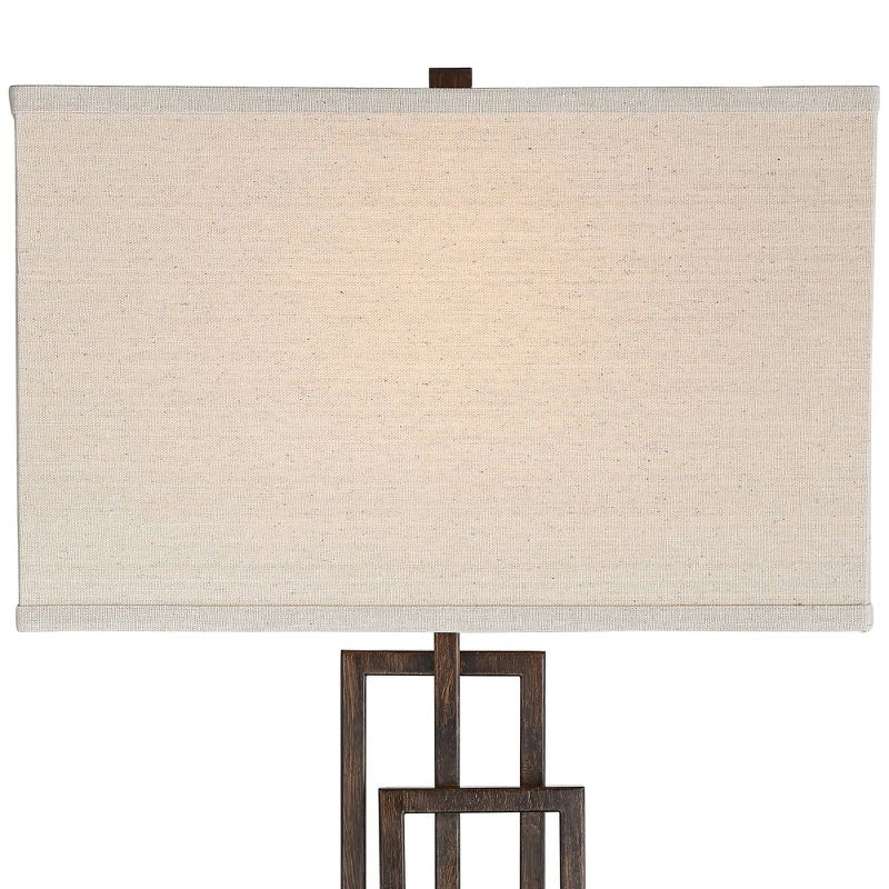 360 Lighting Kory Industrial Table Lamp 29" Tall Bronze Metal with USB Charging Port Rectangular Shade for Bedroom Living Room Bedside Nightstand Kids