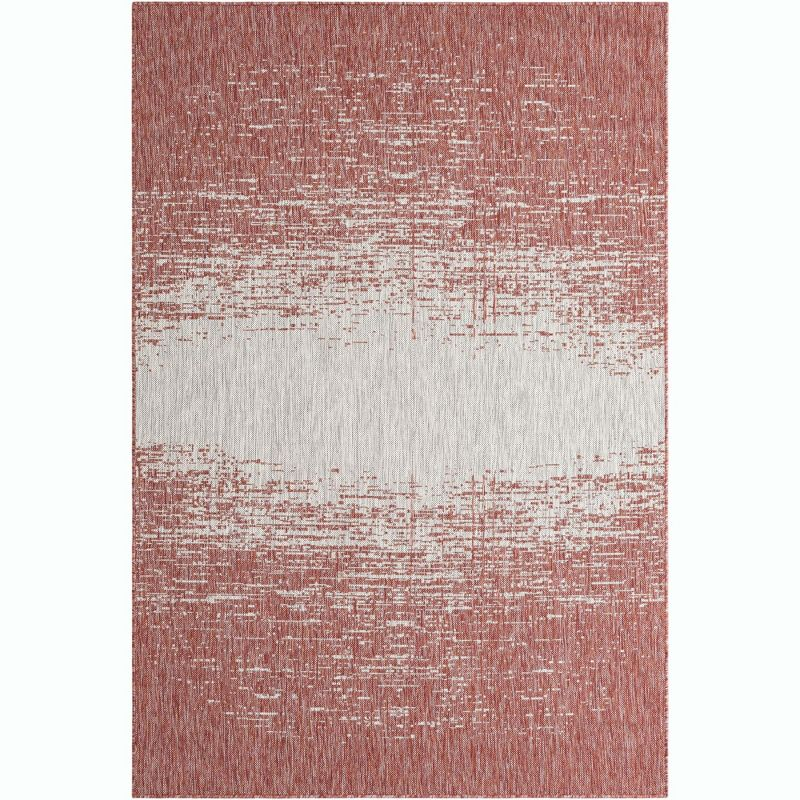 Unique Loom 5' 1 x 8' 0 Rectangle Indoor/Outdoor Modern Rust Red Area Rug