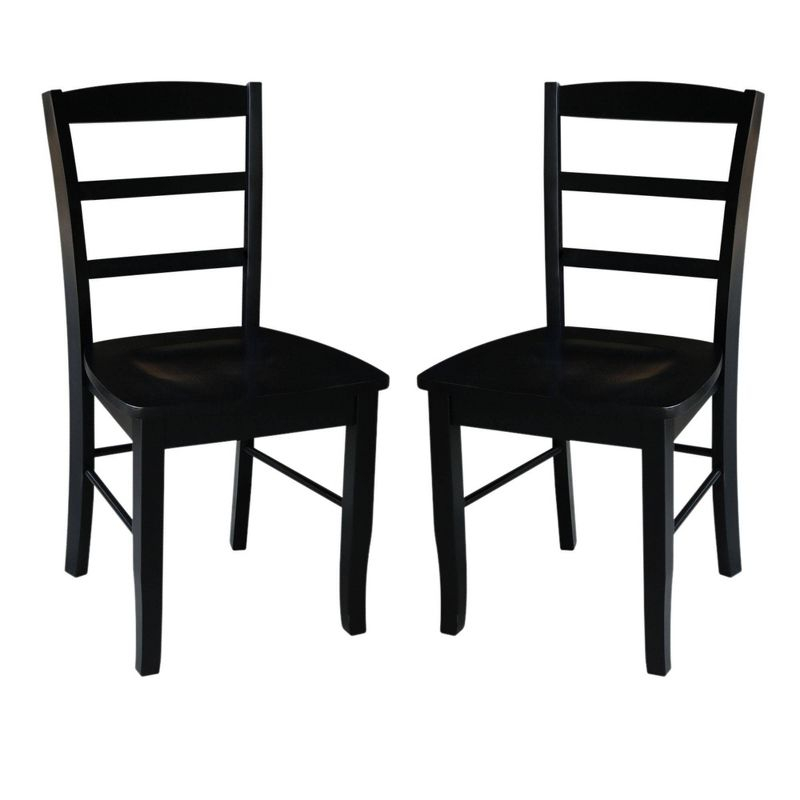 Set of 2 Madrid Ladderback Chairs Black - International Concepts: Solid Wood, Armless, Transitional Style