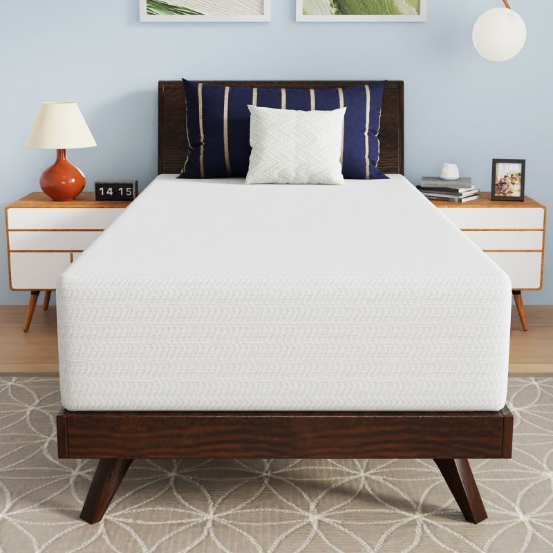 FDW 12 inch Twin Memory Foam Mattress Cooling Gel Bamboo Charcoal Infused Mattress Mattress CertiPUR-US Certified Breathable Bed Mattress,White Twin