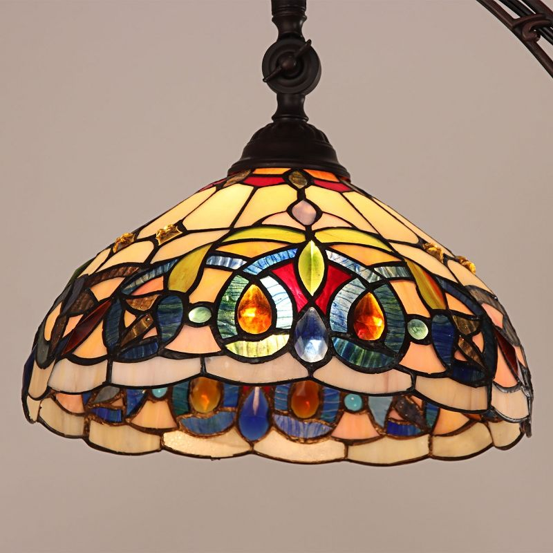 Chloe Lighting Serenity 1-Light Victorian Tiffany-Style Reading Floor Lamp with 11" Stained Glass Shade in Dark Bronze