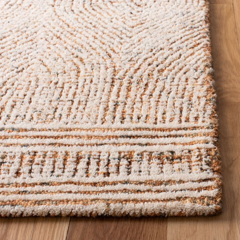 Abstract ABT340 Handmade Indoor Area Rug - Ivory/Rust - 6'x6' - Safavieh