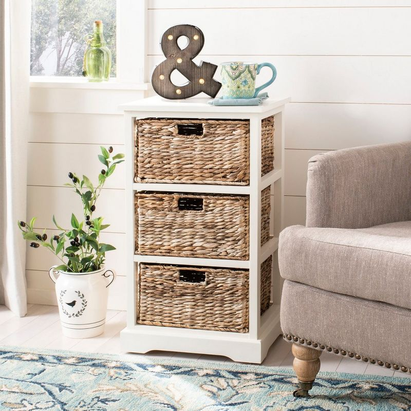 Halle Storage Side Table - AMH5738 - Vintage White - Safavieh Couture