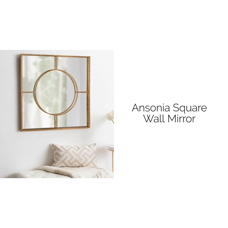 30" x 30" Ansonia Square Wall Mirror Gold - Kate & Laurel All Things Decor: Modern Style, Metal Frame, No Assembly Required
