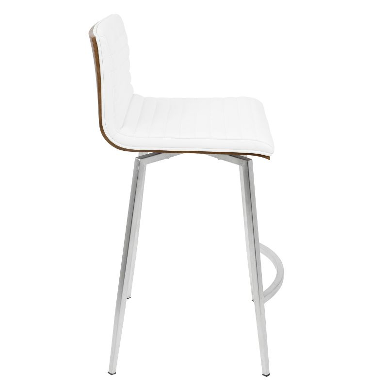 LumiSource Set of 2 Mason Contemporary Swivel Counter Height Barstools White: Faux Leather, Steel Legs, Fixed 24.5" Seat Height