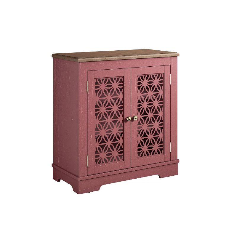 30" Storage Sideboard Buffet Cabinet Red: Home Essentials, Bohemian Style, Adjustable Shelves, Tempered Glass Door