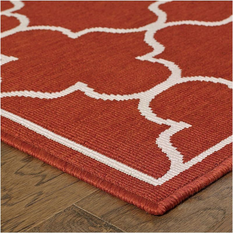 Oriental Weavers Meridian 1295R Red/ Ivory Indoor/Outdoor Area Rug - 3'7" x 5'6"