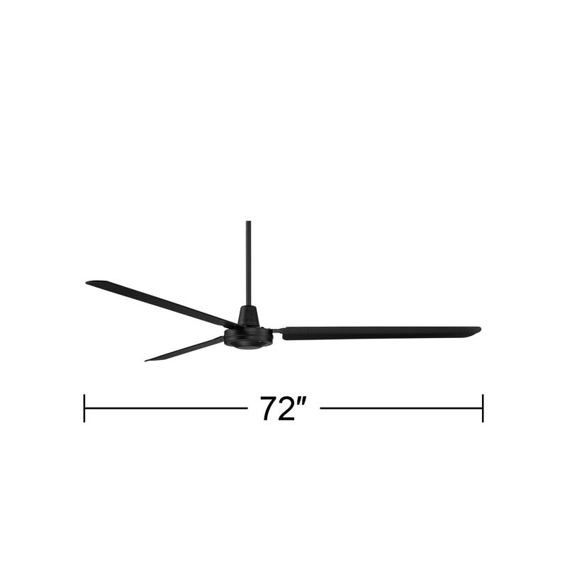 Casa Vieja 72" Casa Velocity Large Modern Indoor Outdoor Ceiling Fan 3 Blade Wall Control Matte Black Finish Bedroom Living Room Damp Rated