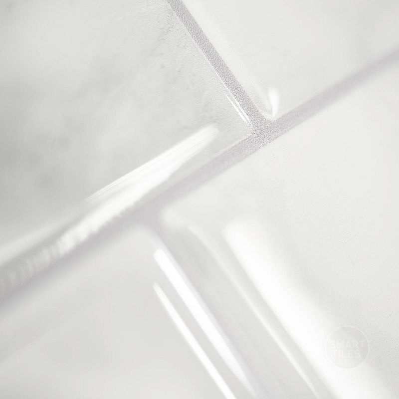 Smart Tiles 11.56'' X 8.38'' Self Adhesive 3D Peel and Stick Backsplash Tiles Off White: Vinyl Wall Pop Stick-On Tile