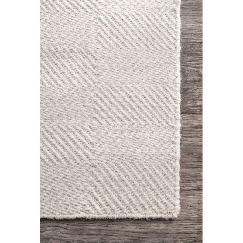 Nuloom Ago Geometric 8x10 Wool Indoor Area Rug for Living Room Bedroom Dining Room Kitchen, Cream/Ivory