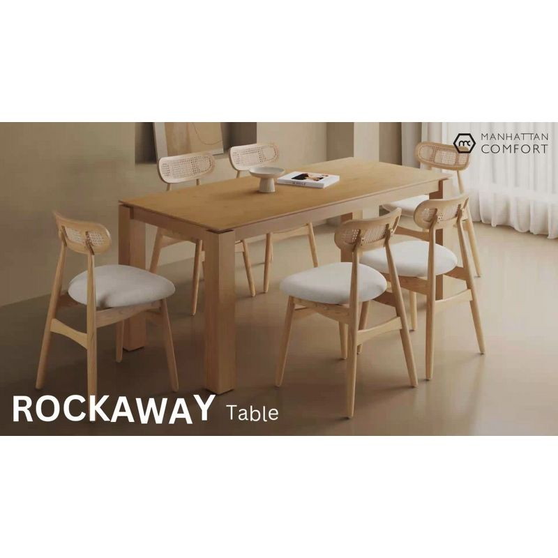 Manhattan Comfort 9pc 70.86" Rockaway and Colbert Rectangle Dining Set: Industrial Chic, Ash Wood, Foam Padded Seats