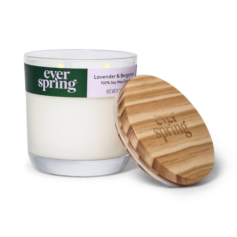 2-Wick Lavender & Bergamot 100% Soy Wax Candle - 8oz - Everspring™