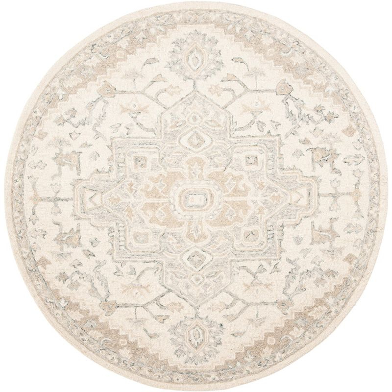 Micro-Loop MLP503 Hand Tufted Indoor Accent Rug - Ivory/Beige - 3' Round - Safavieh
