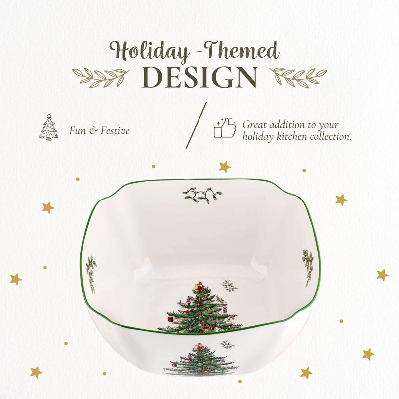 Spode Christmas Tree Large Square Serving Bowl - 10 Inch