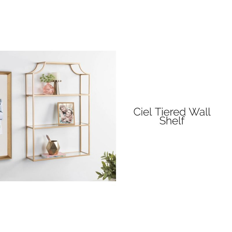 20" x 30" Ciel Tiered Wall Shelf Silver - Kate & Laurel All Things Decor: 4-Tier Glass, Metal Frame, No Assembly Required