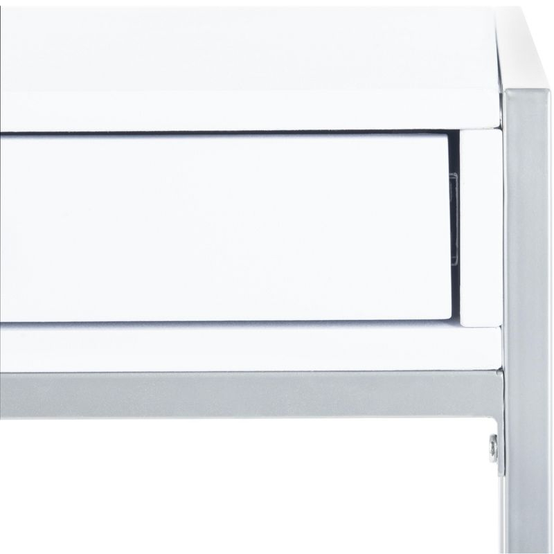 Elaine 1 Drawer Desk - White/Silver - Safavieh