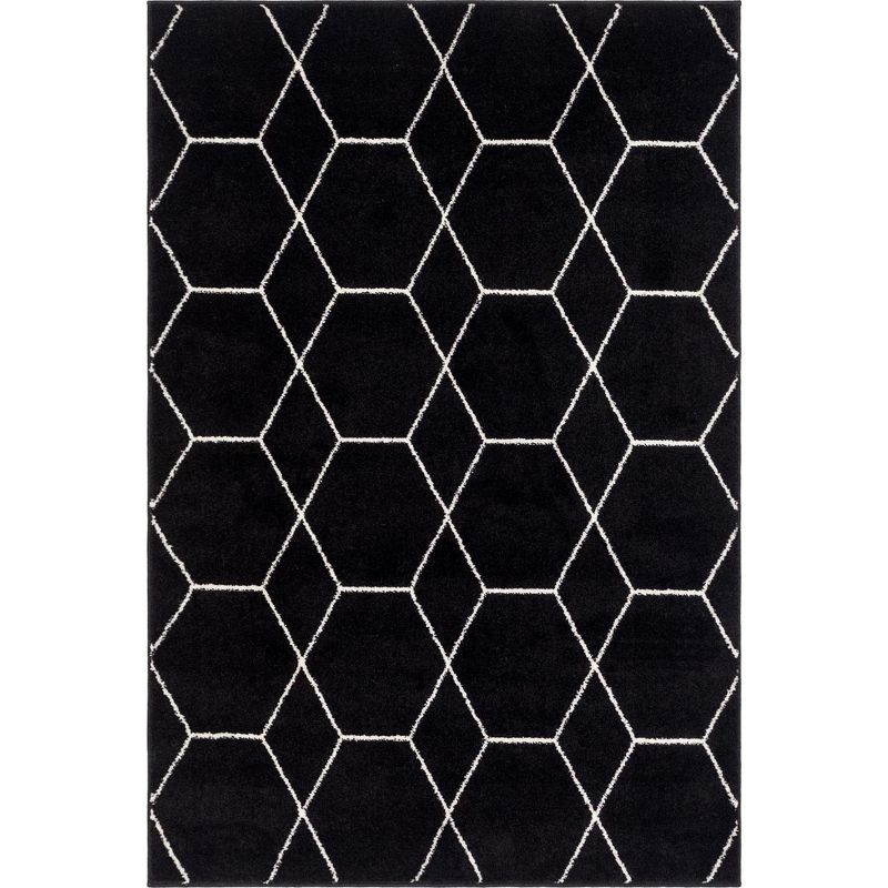 Unique Loom 4' 0 x 6' 0 Trellis Frieze Black Area Rug