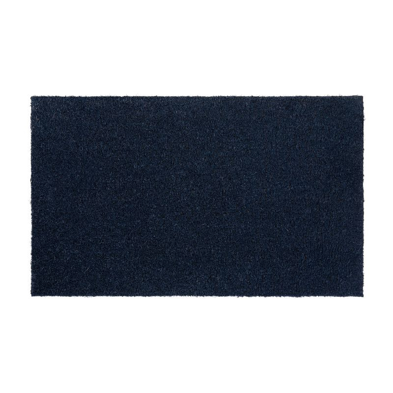Flash Furniture Harbold 18" x 30" Indoor/Outdoor Solid Natural Coir Doormat with Non-Slip Backing in Navy