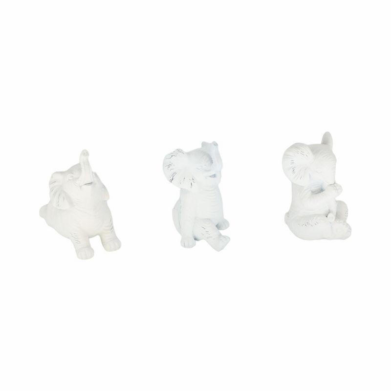 Sagebrook Home Set of 3 Yoga Elephant Figurines - Classic White Polyresin Sculpture of Yoga Posed Eleplants - Home, Office, Yoga Studio Decor -