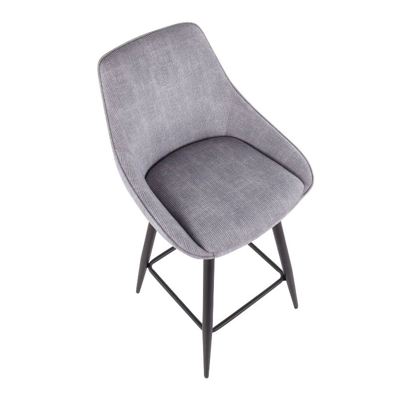 Set of 2 Diana Counter Height Barstools Gray: Velvet Upholstery, Swivel, Armless - LumiSource