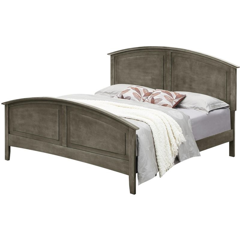 Passion Furniture Hammond Gray King Panel Bed with Curved Top Rail