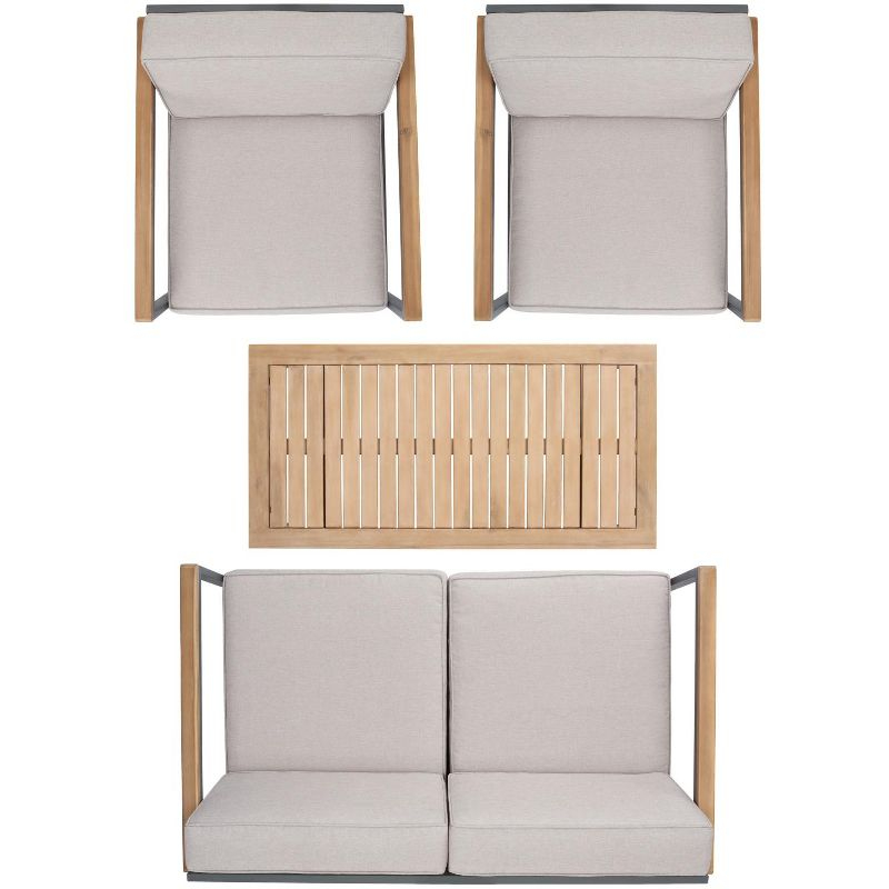 Chicopee 4 Pc Living Set - Indoor/Outdoor - PAT7725 - Natural/Light Grey - Safavieh