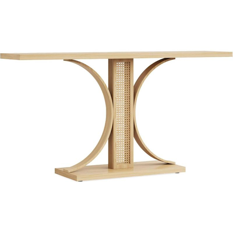 Tribesigns 55 Inches Rattan Console Table, Farmhouse Hallway Table, Light Brown