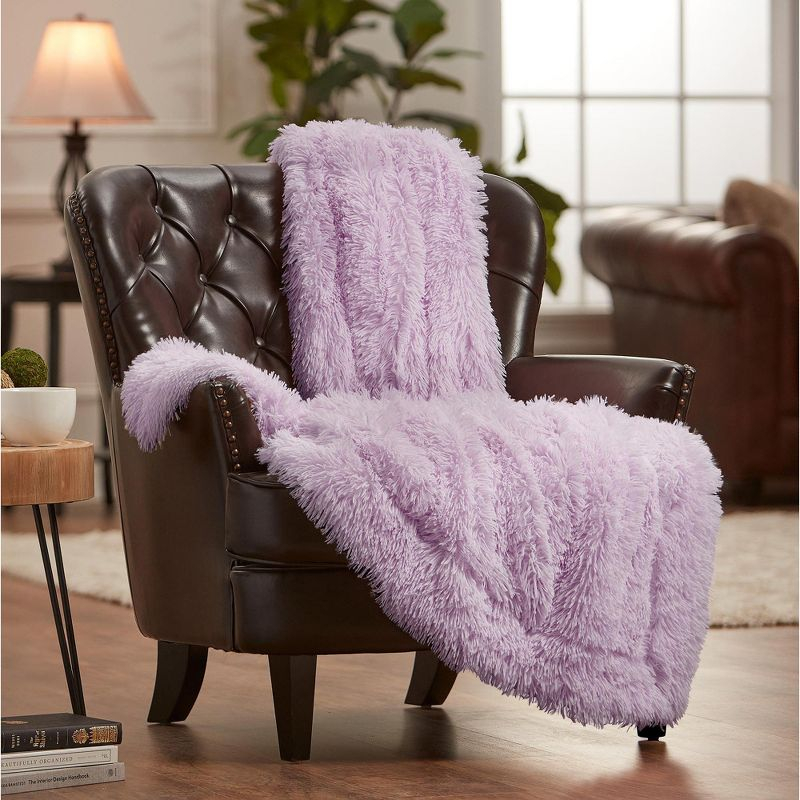 Chanasya Solid Faux Long Fur Fuzzy Throw Blanket - 60" x 70" - Orchid Tint