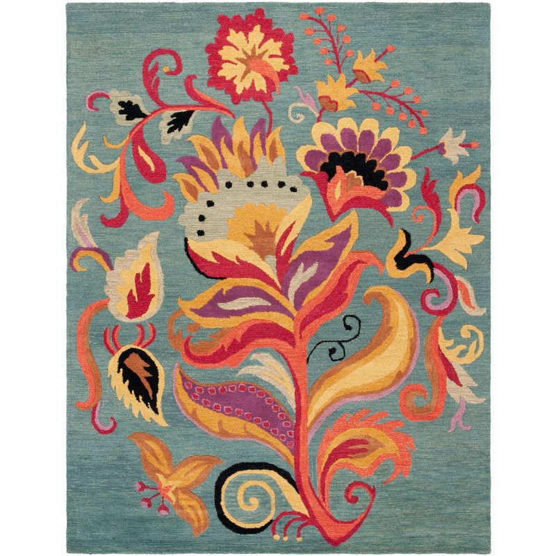 Blossom BLM679 Hand Hooked Area Rug - Blue/Multi - 8'x10' - Safavieh.