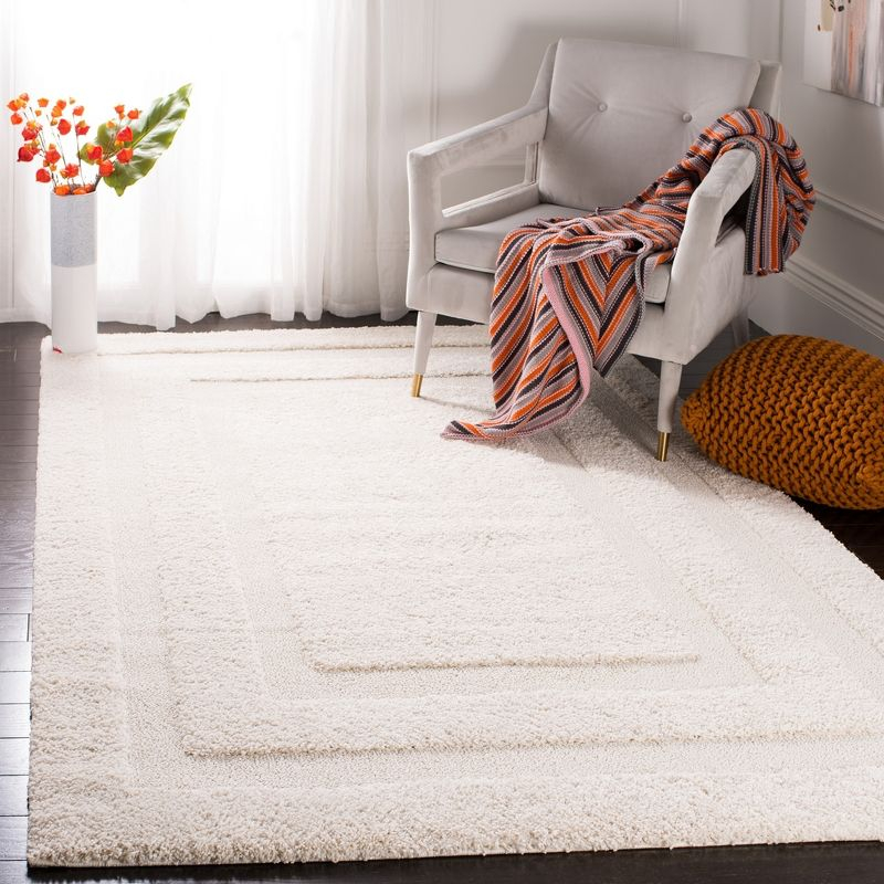 Florida Shag SG454 Power Loomed Indoor Area Rug - Creme/Creme - 6'x9' - Safavieh.