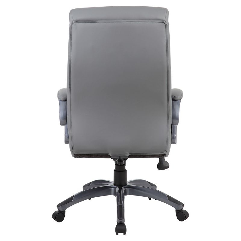 Double Layer Executive Chair Gray - Boss Office Products: LeatherPlus, Pneumatic Lift, 27" Nylon Base