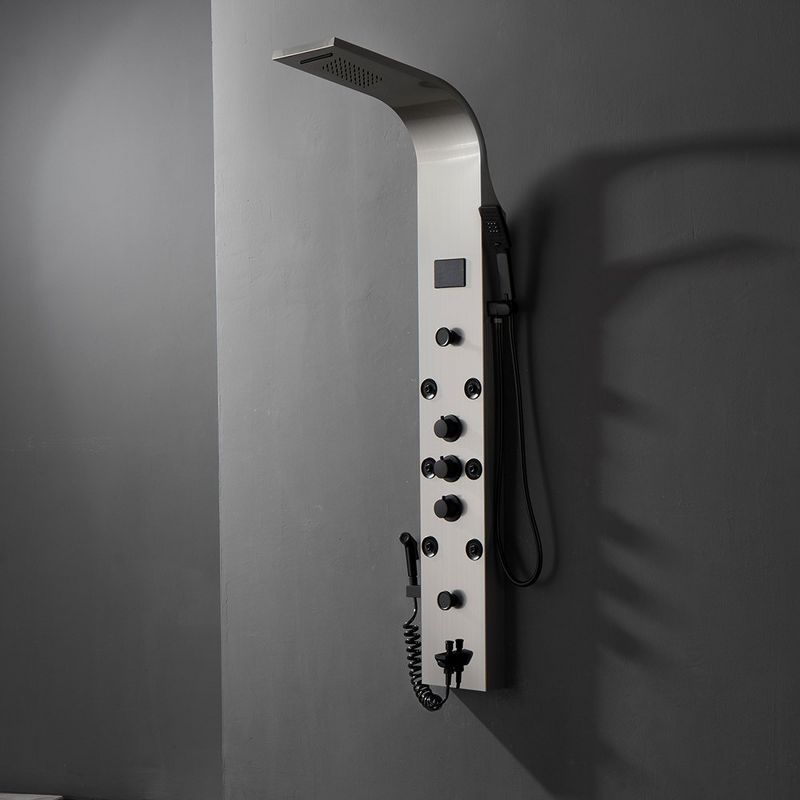 BWE 8-Jet Rainfall Shower Panel System with Rainfall Waterfall Shower Head and Shower Wand in