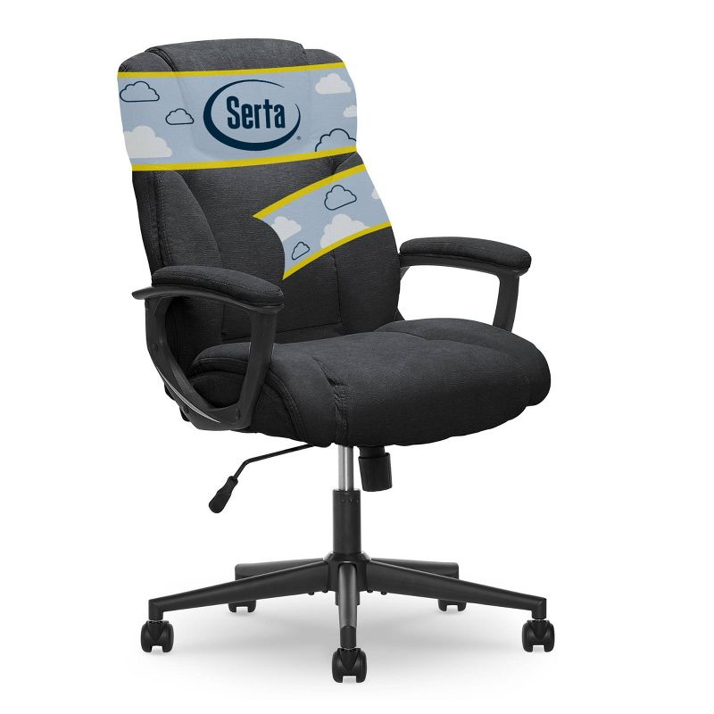 Style Hannah II Office Chair Midnight Black - Serta: Executive, Microfiber, 400 lbs Capacity
